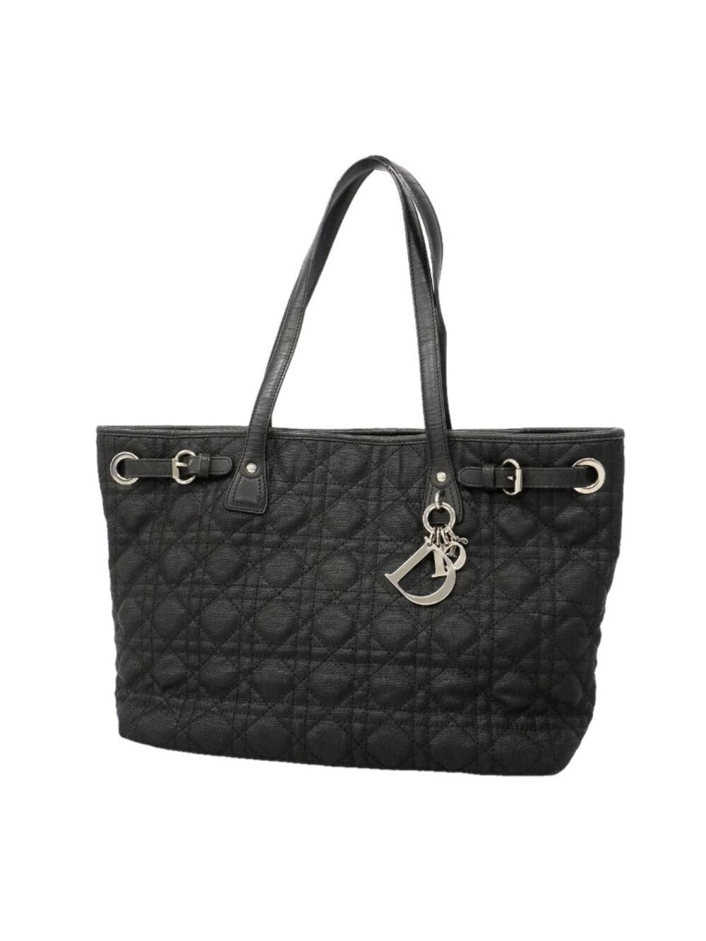 Dior Tote Cannage Panarea Leather Black Silver